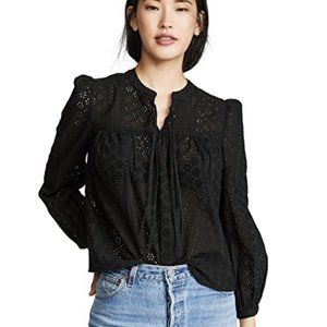 Madewell | Eyelet Double-Tie Peasant Top in Black